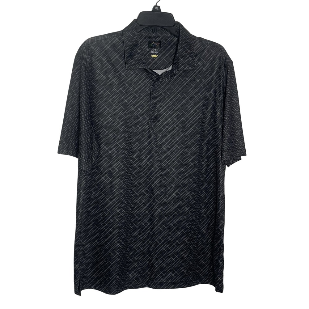 Greg Norman Play Dry Polo Shirt Mens Large Gray Golf Performance Shark Logo